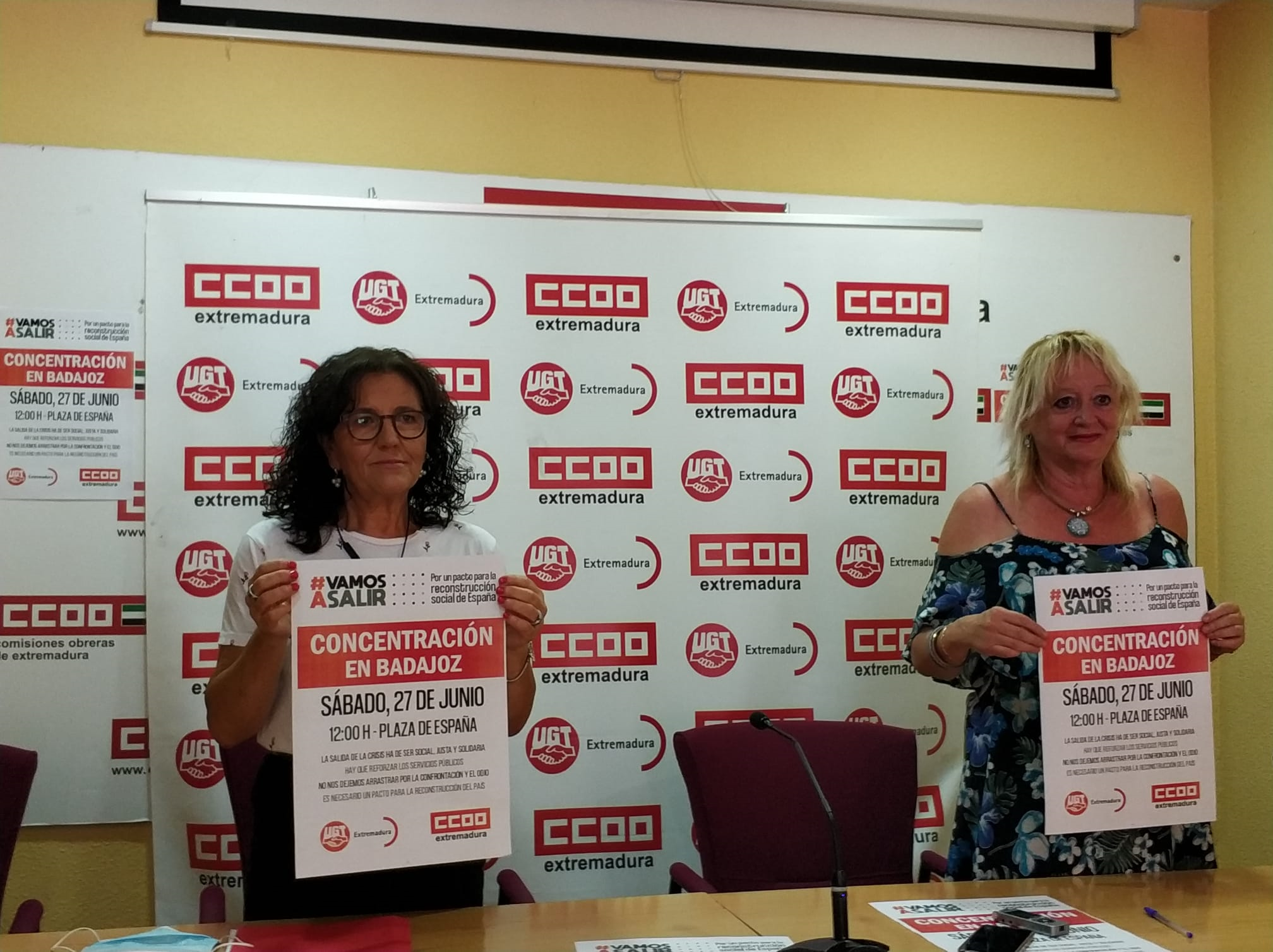 Rueda de prensa de UGT y CCOO por la convocatoria de la concentración